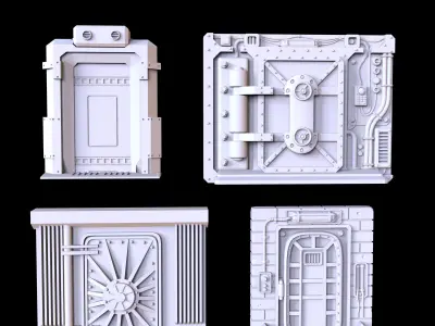 PACK 4 SCI FI DOORS - PRINTABLE 3D MODEL 3D print model