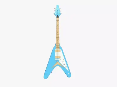 Electric Guitar D03 Light Blue - Music Instrument Design Low-poly 3D model