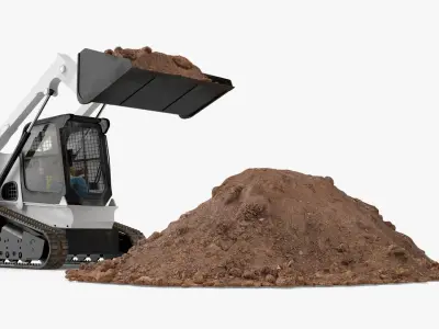  Skid Steer Loader with Operator and Earth Load Rigged for Maya 