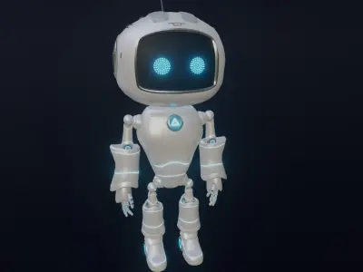 Cute Robot Low-poly 3D model 5