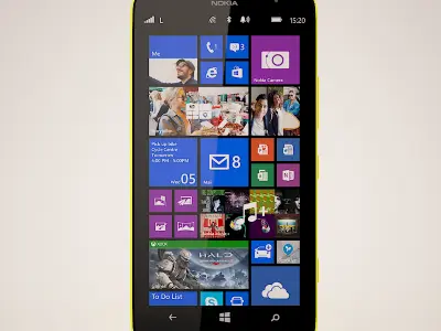 Nokia Lumia 1320 Yellow 3D model