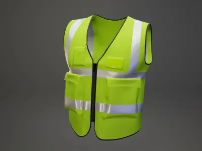 Worker Safety Vest Green Low-poly 3D model