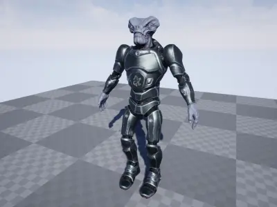 Alien in armored suit Low-poly 3D model