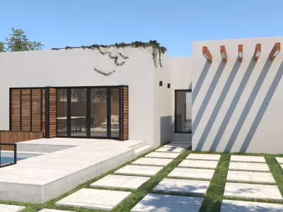 Exterior House Scene 4 - White Villa 3D model