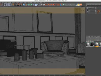 Corona - C4D Scene files - Drawing Room Interior Scene 3D model