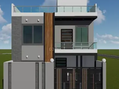 Modern House Exterior 3D Model 3D model purchase