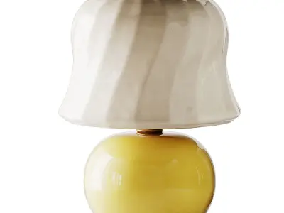 Cream Mushroom Vintage Style Murano Table lamp 3D model