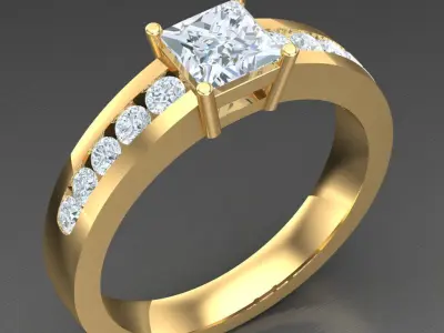 Light Gold Diamond Men Ring 2MR099 3D model