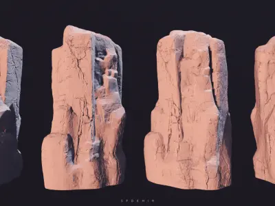 SF Cliff Pack 3D Model  Low-poly 3D model