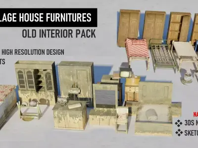 Village Furnitures Low-poly 3D model