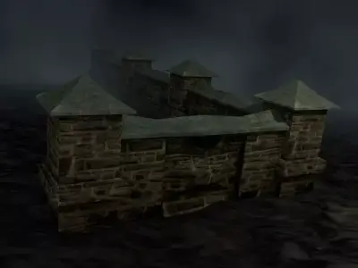 Fantasy Wall Set Low-poly 3D model