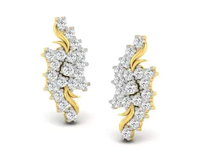 Gold Diamond Women Earring 3D print Model 3D print model 52