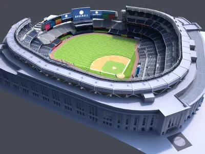  Baseball Stadium with Animated Audience 