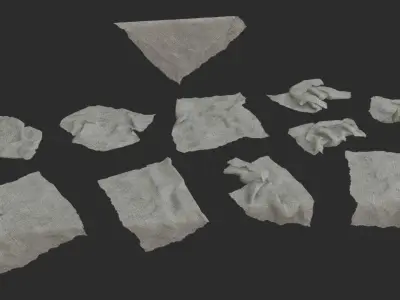 Old Fabric Cloth Assets 01 Low-poly 3D model