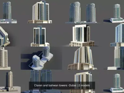 Claren and bahwan towers -Dubai 3D Model Pack