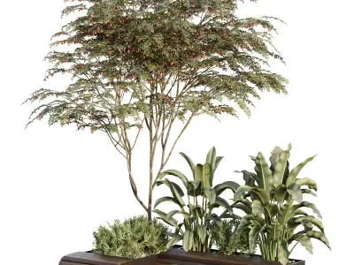 HQ Urban environment set of green plant benches 19 3D model