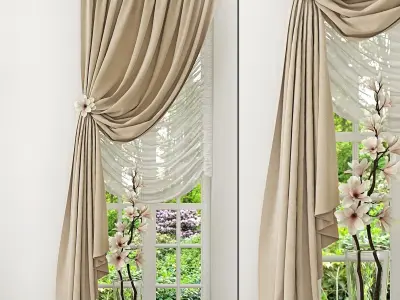 Curtain valances and curtains for living room 3D model