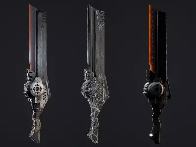 scifi sword Low-poly 3D model 3