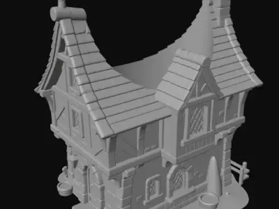 Medieval House Pen Holder 3D print model