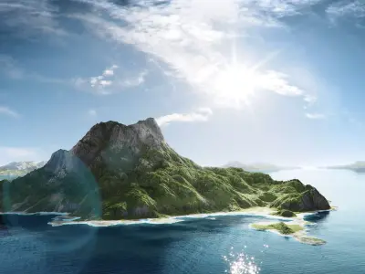 Volcano Island Low-poly 3D model