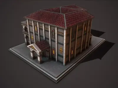 Roman-Greek Library Low-poly 3D model