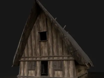 Next Gen AAA THATCHED DARK MEDIEVAL WOODEN HOUSE COTTAGE HUT Low-poly 3D model
