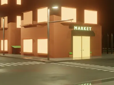 LOW POLY NEON TOWN Free low-poly 3D model