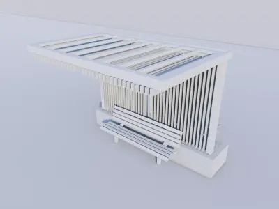 Outdoor Wooden Steel Bench with Planter and Canopy Low-poly 3D model