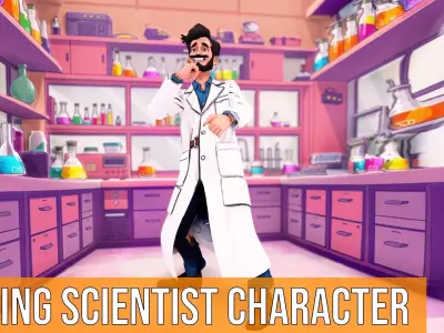 Charming Scientist Character model pack Low-poly 3D model