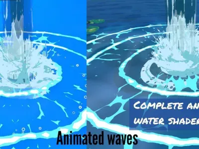 anime style waterfall complete pack of 8 3D model