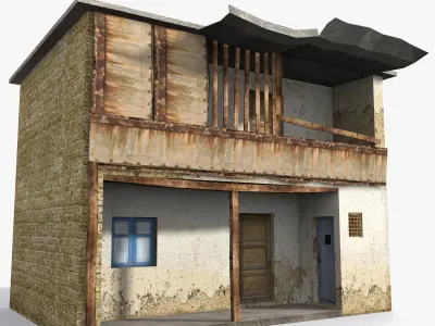 Slum b old rusty house Low-poly 3D model