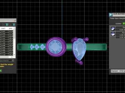 Solitaire Women Light Weight Pear Round Stone Band Ring 3D print model