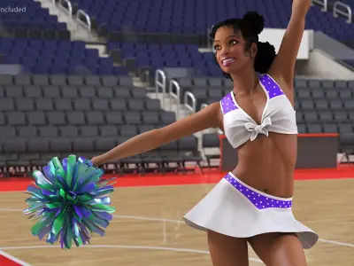 Teenage Light Skin Black Girl Cheerleader Rigged 3D model