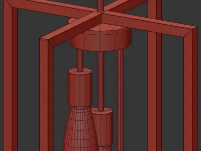 Gastown 3 three light pendant hanging from frame 3D model
