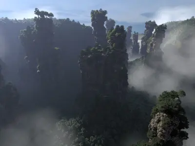Realistic topography of Zhangjiajie-tianzi-mountain 3D model