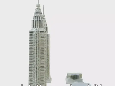 Petronas Twin Towers Architectural Model Low-poly 3D model
