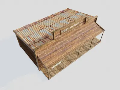 american wildwest cowboy town building  Low-poly 3D model