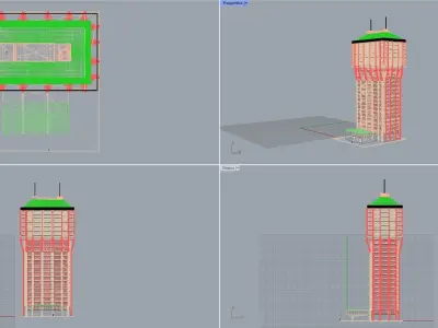 The Torre Velasca - Milan architectural building 3D print model