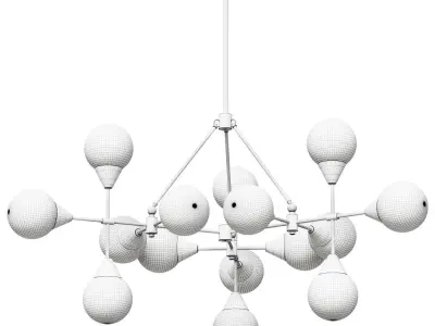 Hanging chandelier with transparent shades 3D model
