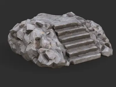 stairs stone 02 Low-poly 3D model