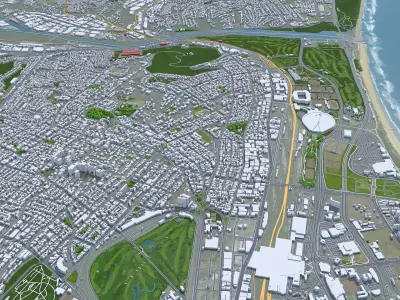 Durban South Africa 30km Low-poly 3D model