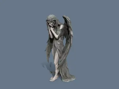 angel statue Low-poly 3D model