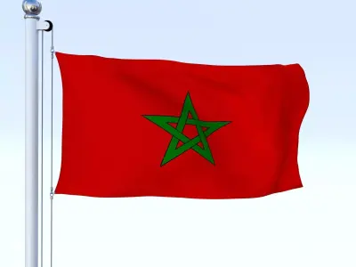 Animated Morocco Flag Low-poly 3D model