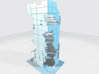 -MHB05C-E- Mecha Sci-Fi Tower aftermath Model Scene Customizable 3D print model