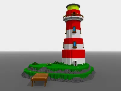 Voxel Lighthouse Low-poly 3D model