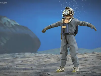  Vintage Diving Dress with Air Tank T Pose Brass 