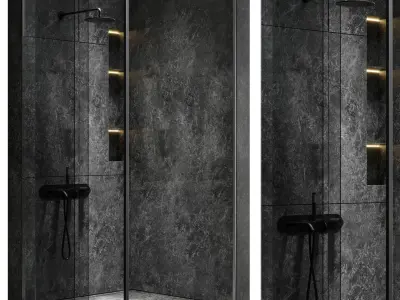 Collection Corner Shower Cabins 01 3D Model Pack