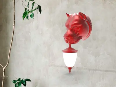 dog Head Wall Lamp 3D print model 2