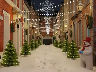 Christmas Street Blender Scene 3D model