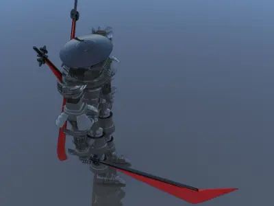  Samurai Robot Cyborg SciFi Game Character 3D model